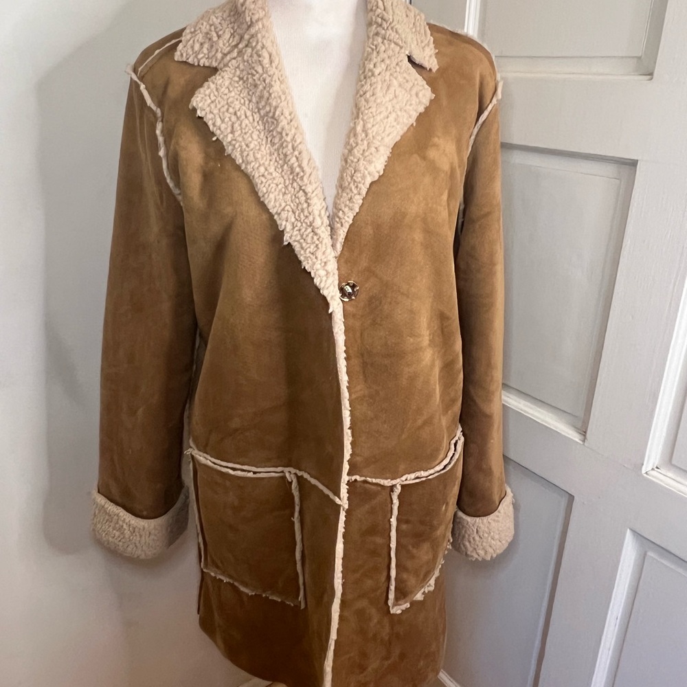 70s Style Boho Faux Shearling Faux Suede Coat